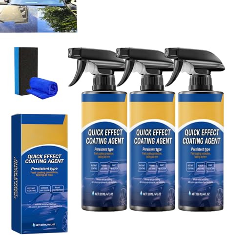 German Nano Spray for Cars, 3-in-1 High Protection Quick Coat & Ceramic Spray Coating, Advanced Car Paint Restorer for Mirror-Like Shine & Hydrophobic Protection, Waterless Wash & Sealant (3pcs)