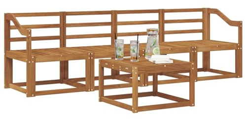 vidaXL Outdoor-Sofagarnitur 5 pcs Natur Massivholz Akazie, Garten-Sektionalsitz, Moderne Außenmöbel, langlebige Lounge, entspannte Terrasse für alle