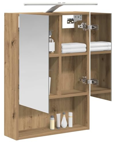 vidaXL Badezimmerspiegelschrank Kunsthandwerk Eiche 50 x 14,5 x 70 cm, Moderne Badezimmereinrichtung, Wandregal, Spiegel, verstellbare Ablage, Stauraum aus Holz