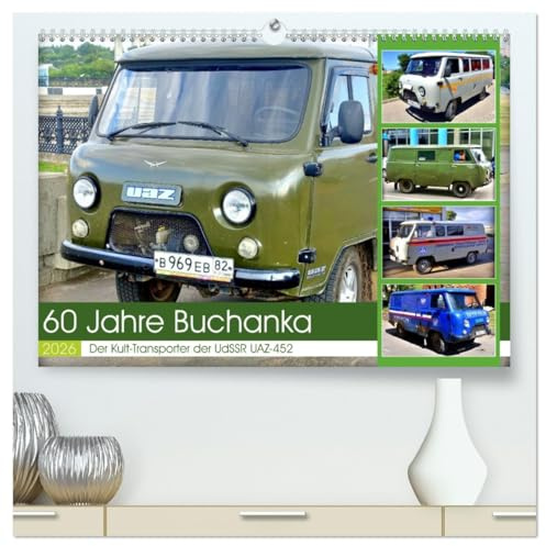 60 Jahre Buchanka - Der Kult-Transporter der UdSSR UAZ-452 (hochwertiger Premium Wandkalender 2026 DIN A2 quer), Kunstdruck in Hochglanz: Der ... in Russland und Kuba (CALVENDO Mobilitaet)