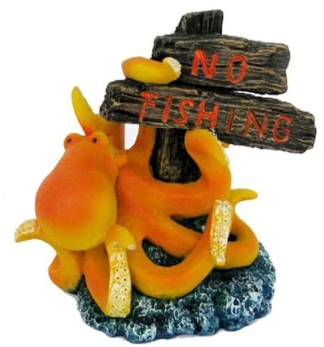 Aquarium Ornament Squid No Fishing Sign Fun Aquarium Ornament