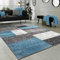 Paco Home Wohnzimmer Teppich Modern Kurzflor Karo Design Used Look Türkis Grau Weiß, Grösse:160x220 cm