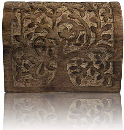 Tolles Geburtstagsgeschenkideen, handgefertigte dekorative hölzerne Schmuckschatulle Schatzkasten Schmuck-Organizer-Andenken-Kasten-Schatzkasten-Schmuckset-Halter-Lock-Box-Uhrenbox 22x15 cms (Antique)