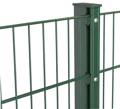 schwerer Doppelstabmattenzaun 8/6/8 Höhe 1,23 m Pfosten mit Abdeckleiste 10m bis 60 m Anthrazit + Moosgrün (60m, Moosgrün Ral 6005)
