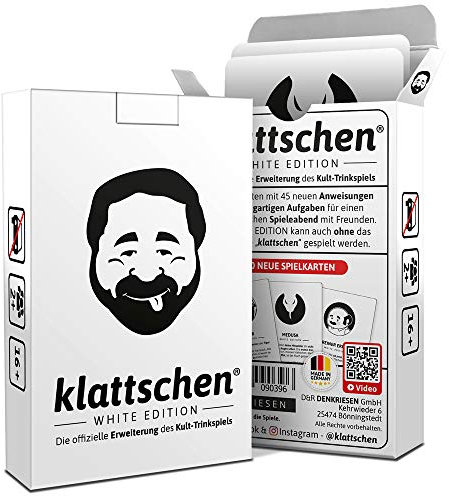 DENKRIESEN klattschen® WHITE EDITION - Offizielle Erweiterung des Partyspiel | Kartenspiel für jeden lustigen Spieleabend | Gesellschaftsspiel ab 2 Spieler | Spaßige & witzige Spielrunden ab 16 Jahren