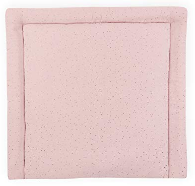 KraftKids Wickelauflage in Musselin goldene Punkte auf Rosa, Wickelunterlage 78x78 cm (BxT), Wickelkissen