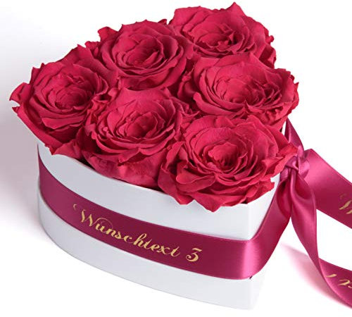 ROSEMARIE SCHULZ Heidelberg Infinity Rosenbox in Herzform mit WUNSCHTEXT personalisiert und konservierte Rosen als Geschenk für Frauen (Wunschtext, Pink)