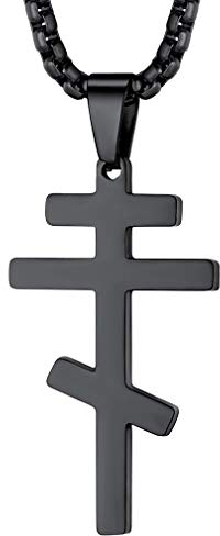 FaithHeart schwarz Kreuzkette Herren Damen Orthodoxe Kreuzkette Religiöser Kreuz Amulett Schmuck für Geburtstag Weihnachten Valentinstag