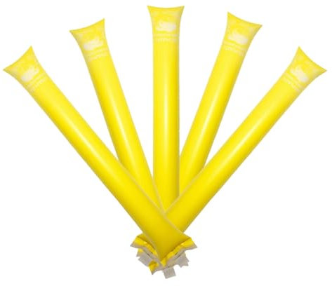 FUN FAN LINE - 5 Paar aufblasbare Klatschstangen, kompostierbar | 100% ökologisch und biologisch abbaubar für Feste, Fußball und Sportveranstaltungen | Bioplastik auf pflanzlicher Basis (Gelb)