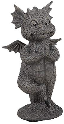 Pacific Giftware Gartenfigur Yoga Drache 14,5 cm - Gartendrache Fantasy Deko Statue Garten Figur