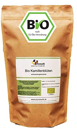 Kamillentee Bio - ganze Kamillenblüten getrocknet - abgefüllt und kontrolliert in Deutschland (500g)