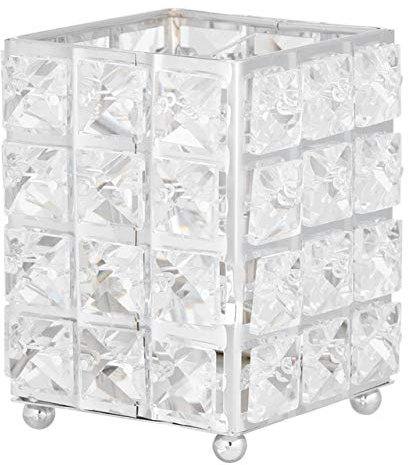 Organizzatore di trucco in cristallo Scatola di immagazzinaggio in metallo Stile europeo Matita per sopracciglia Porta rossetto Trucco Porta pennelli Organizzatore cosmetico 12 * 10 CM Argento 2