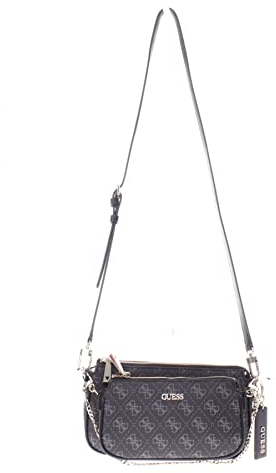 GUESS Damen Schultertasche Arie Double Pouch Crossbody Coal