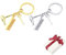 JKJF Föhn Schere Kamm Schlüsselbund Friseur Schlüsselanhänger Metall Anhänger Keychain mit Geschenkbox für Handtasche Tasche Schultasche - 2 Stk Golden und Silber