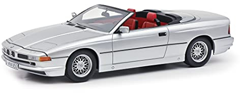 Schuco BMW 850 Ci Cabriolet, Modellauto, Maßstab 1:18, Limited Edition, Resin, Silber mit rotem Interieur