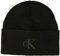 Calvin Klein Herren Mütze mit Manschette Winter-Hut, Schwarzes großes Logo, Einheitsgröße
