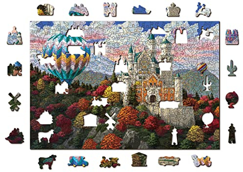 Wooden.City Holzpuzzle 500 +5 Teile - The Neuschwanstein Castle - Erwachsene Kinder Tierpuzzle - Bunt Einzigartige Tierform - Haus Dekoration - Geschenk Lernspielzeug - Tolles Spielzeug 37,5 x 25,4 cm