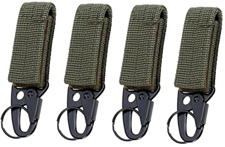BuxiuGK 4 Stück Taktischer Schlüsselanhänger Nylon,Tactical Gear Karabinerclip Molle Karabiner Schluesselhaken für Bergsteigen Camping Wandern Outdoor Aktivitäten,Grün