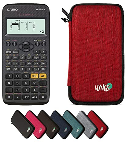 Casio fx-82DE X ClassWiz inkl. WYNGS Schutztasche Rot - Wissenschaftlicher Taschenrechner - Basic Set