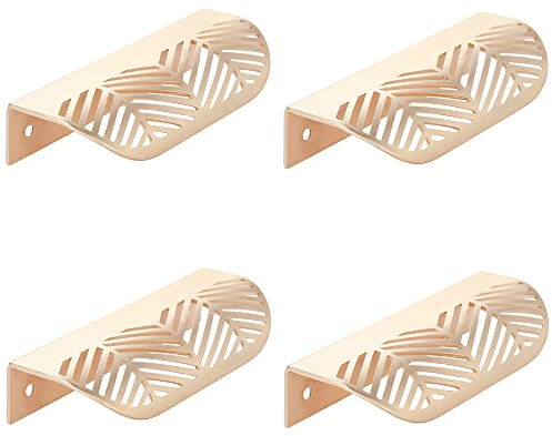 TopHomer Türgriffe, 117 mm x 44 mm, blattförmige Griffe für Küchenschrank, Schublade, Schrank, Hardware, dekorative Möbelknäufe, 4 Stück