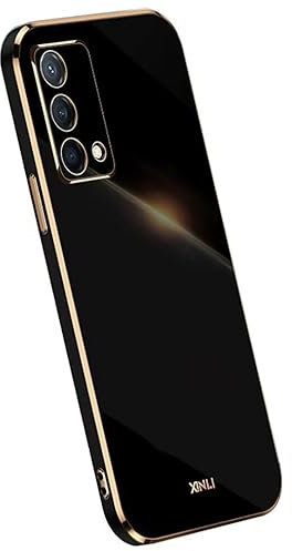 Topme Funda de Silicona para Realme GT Master Edition (6.43 Inches), [ Carcasa Case de Teléfono Estilo Borde Dorado] - Negro
