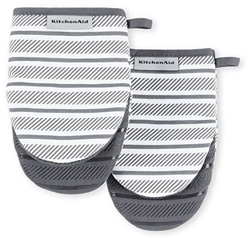 KitchenAid Albany Mini Oven Mitt 2-Pack Set, Charcoal Grey, 5.5x8