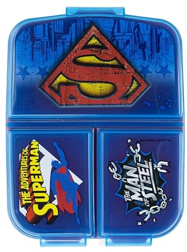 OM SUPPLIES Superman Reusable Sandwich Lunch Box 3 Multi Compartment Kids Children School (Superman)