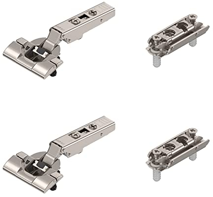 2 x siwitec Blum CLIP top BLUMOTION 110° Scharnier INSERTA mit Feder, Softclose, vernickelt, Eckanschlag, inkl. geraden Exzenter-Montageplatten