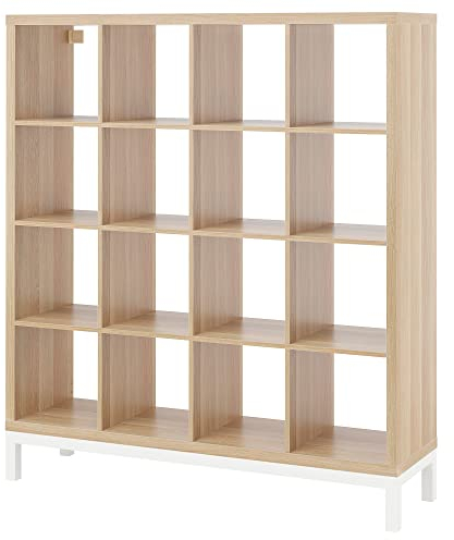 Ikea KALLAX Regal mit Untergestell, 147x164 cm, Eiche weiß gebeizt/weiß
