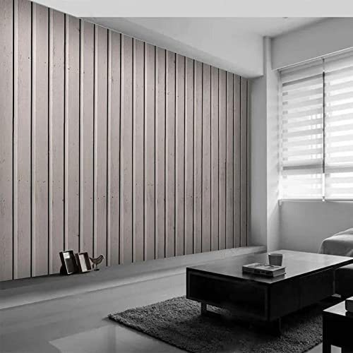 Stickers Muraux,4D Papier Peint Diy Grand Moderne Gris Faux Grain De Bois Peinture Murale Pour Salon Chambre, Tatouages Muraux Imperméables Décor À La Maison Tv Canapé Fond Café Chambre,140Cm(W)