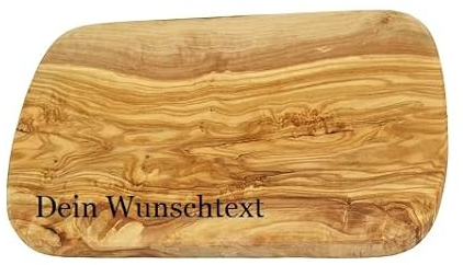 Personalisiertes Frühstücksbrett aus Olivenholz mit Gravur Deines Wunschtextes oder Namen, Servierbrett, Schneidebrett, Käsebrett, ca. 22 cm x 14 cm