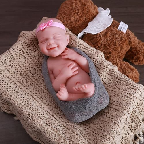 Farious 46CM Realistic Full Silicone Baby Doll,Reborn Baby Dolls, Toy, and Collectible.Bald Drinkable Girl 011-d