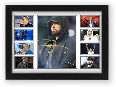 AllStarMedia Tribute to Eminem Inspired Rap Poster Print | Fan Art Style Music Legend Wall Art | Premium Limited Edition Collage Artwork for Fans & Rap Music Lovers | A4 Framed (30 x 21 CM)