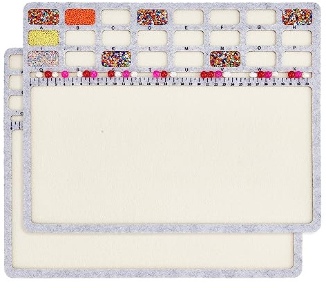 BENECREAT Large Rectangle Felt Beading Mat, Felt Bead Design Boards with Centimeter Alphabetic Scale Beads Tray Bead Pads for Art Crafts Jewelry Making Beading Supplies, 36.6x28.2cm