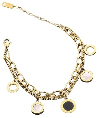 KBRPEY Elegantes Damen Armband Mit Anhängern Vergoldetes Schmuckstück Hochwertiges Design Verstellbare Länge Perfektes Accessoire Für Jeden Anlass Stilvolles Armband Für Frauen