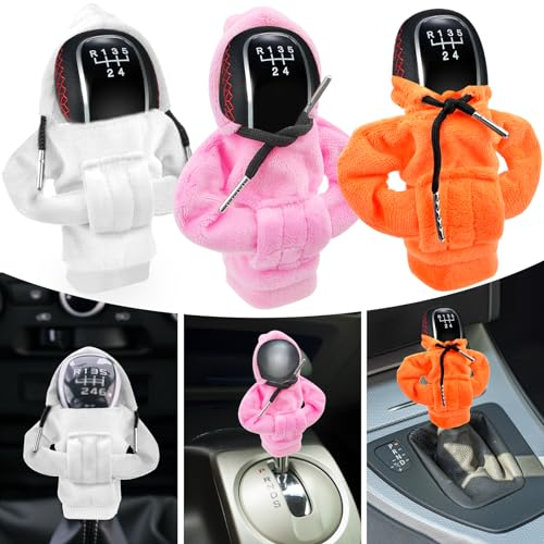 Pipihome Schalthebel Hoodie, 3 Stück Auto Schaltknauf Abdeckung, Lustige Hoodies Auto Schalthebel, Auto Gadgets Innenraum, Auto Accessoires, Auto Zubehör Innenraum Deko