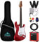 EastRock E-Gitarren-Kit in voller Größe für Anfänger mit 10-W-Verstärker, Tasche, Kapodaster, Schultergurt, Saite, Kabel, Stimmgerät, Plektren (Rot)