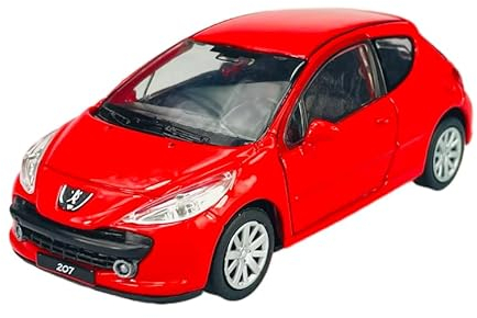DROMADER Welly Peugeot 207 3 Türer Rot 2006-2015 ca 1/34-1/39 Metall Modell Auto Die Cast Neu im Kasten