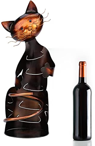 Eventerde Wine Bottle Holder - Freestanding Table Wine Rack Holder - Decorative Kitchen Bar, Wine Stand, for Cat Lovers and Wine Lovers