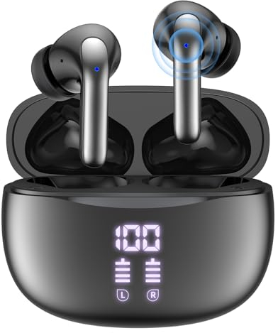 Auriculares Inalambricos Bluetooth, Earphones Cancelacion Ruido Reproducción 40H Con Tipo C Estuche Carga Pantalla LED AlimentacióN,Cascos Wireless Bluetooth Con Microfono Para iPhone Gaming Deportivo