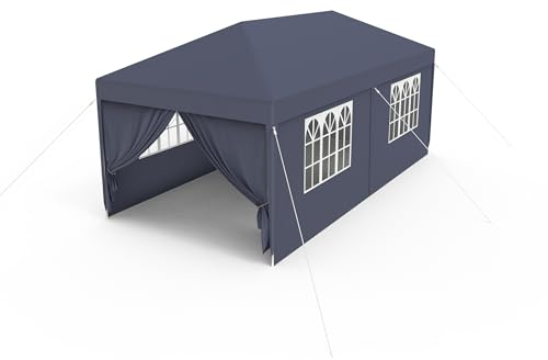 NAIZY Pavillon 3x6m Gartenpavillon Zelt Wasserdicht Stabil mit 4 Seitenteilen & Fenstern & Feste Bodennägel Partyzelt Winterfest UV-Schutz, Anthrazit