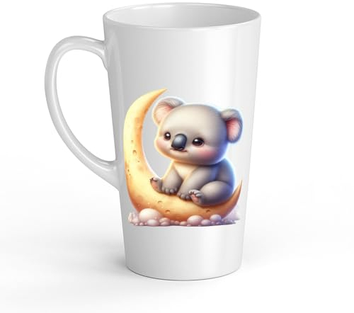Koala Kids Mug en cerámica blanca - grande 483 ml, perfecto para chocolate caliente o leche, divertido y fácil de usar