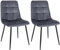 CLP 2er Set Esszimmerstuhl Tilde, Küchenstühle gepolstert mit gestepptem Bezug, Polsterstühle mit Metallgestell, bis 150 kg belastbar, Farbe:dunkelgrau, Material:Samt