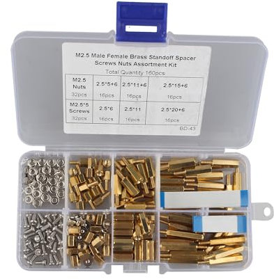 ZDE 182 Stück M2.5 Serie Männlich Weiblich Hex Spalte Messing Standoff Spacer Schrauben Muttern Sortiment Kit für Raspberry Pi mit M2 Schrauben 30mm/50mm FFC Kabel für PCIe zu NVMe SSD Adapter Board