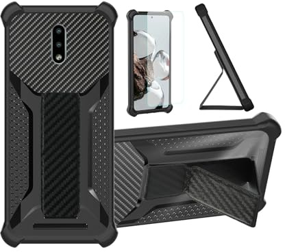 Aroepurt Hülle Für Nokia 2.3 Hülle Case Handyhülle Schutzhülle Cover [mit gehärtetem Glas-Screen-Protector] Hybrid [Folding Support Magnetic] [Frosted Anti-Fingerprint] Schwarz