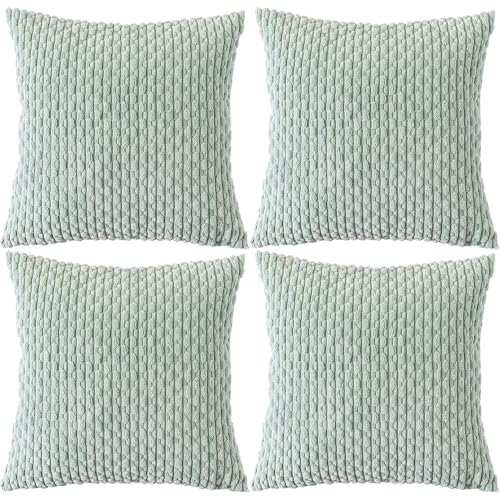 Ci & Ci 4er Set Boho Deko Kissenbezug 40x40 cm, Aqua Kissen Sofakissen Dekokissen Zierkissen, Flauschig Kissenbezüge Kissenhülle für Sofa Couch