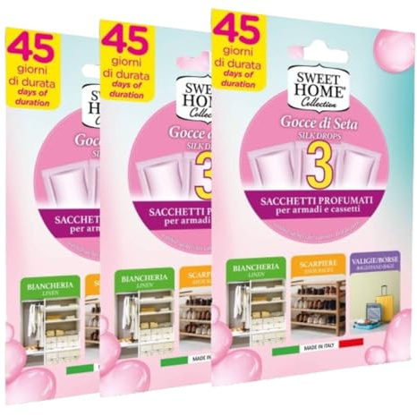 Suarez Sweet Home Collection Sacchetti Profumati Per Armadi E Cassetti Varie Fragranze (Gocce di Seta 3 Unità)