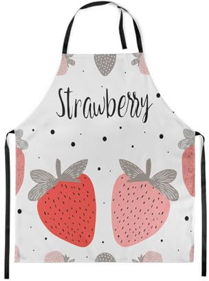 Homewish Grembiule da cucina con coccinella e margherita, Nero Rosso Rosa, 78x66cm(LxW)