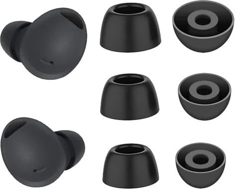 umvowuxa Silicone Replacement Ear Tips Compatible with Samsung Galaxy Buds 2 Pro,S/M/L Replacement Earbud Accessories Durable and Comfortable,Water and Sweat Resistant (Black)