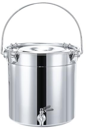 Suppentopf, Suppeneimer/Teeeimer/Transporteimer aus Edelstahl 201, Weinbehälter mit Hahn, for Wasser, Milch, Tee, Milch, Vorratseimer(34L)